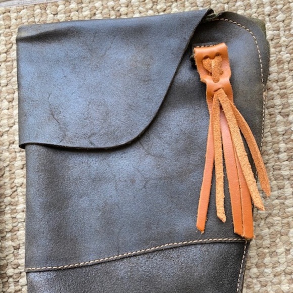 EL NATURALISTA tall leather boots US 6-6.6 (37 EU) dark brown decorative fringe - Picture 6 of 16